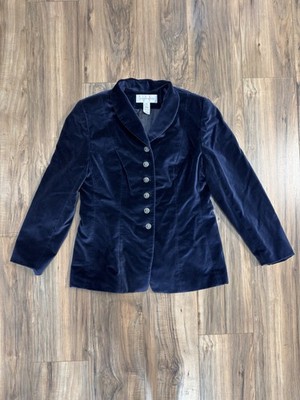 Jones New York Sport Navy Blue Velour Lined Blazer Suit Coat Jacket Size 16