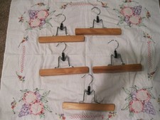 Vintage Wooden Hangers w/Clamp Unbranded Lot Of 5