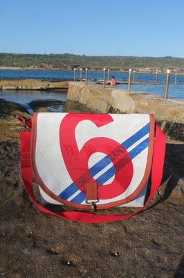 Ready About #6 Messenger Bag Sailcloth Webbing Men's Shoulder Bag - Red Blue