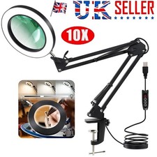 10X LED Magnifier Glass Desk Lamp With Light Stand Clamp Beauty Magnifying Lamp