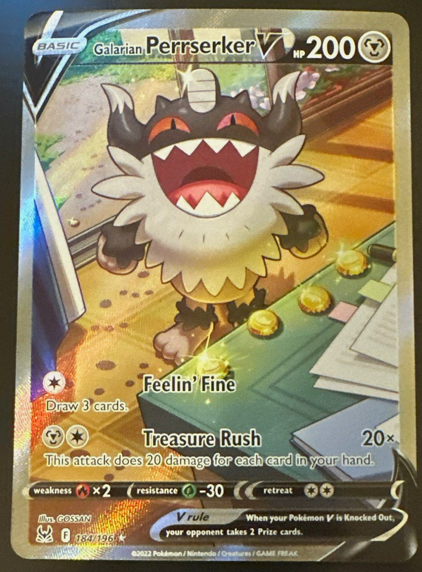 The Pokémon Company Pokemon TCG Galarian Perrserker V 184/196 Full Art Holo