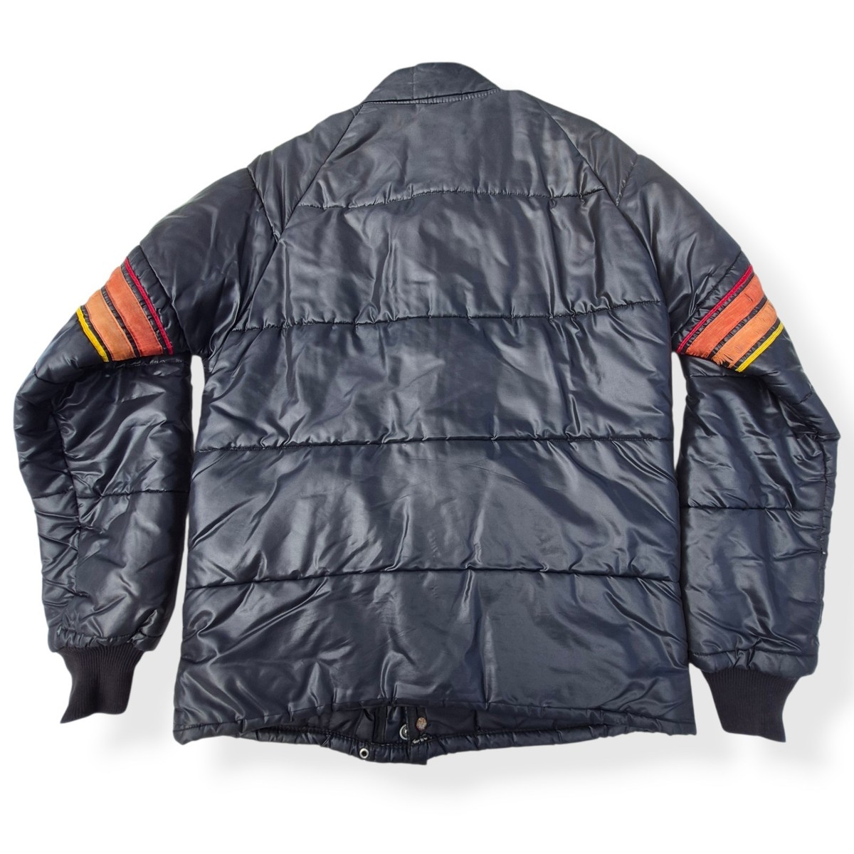 Vintage Simpson Racing Jacket Mens Medium Black Puffer Race Stripe
