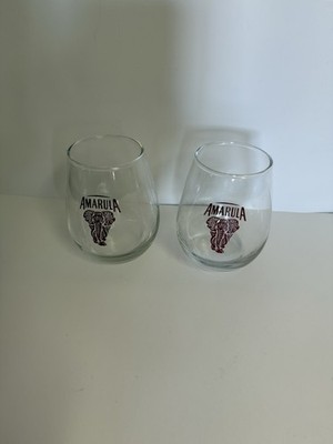 Amarula Elephant Logo Cocktail Stemless 10 OZ Glasses Set Of 2