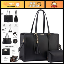 Stylish 17.3" Laptop Tote Bag for Women - Lightweight, Large Capacity, Clutch In
