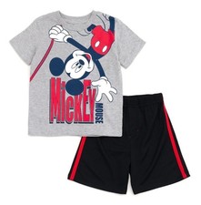 DISNEY MICKEY MOUSE T-SHIRT  MESH SHORT SET - SIZE 6