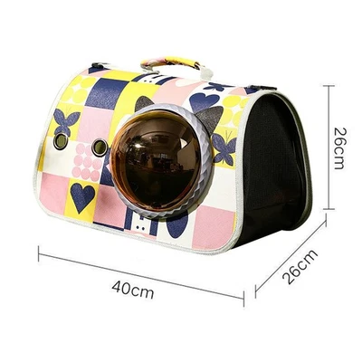MARKENLOS Pet Carrier Bag Cute Large Space Transparent Window Breathable Mesh Dog Cat C DE