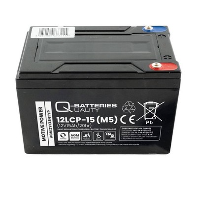 Q-Batteries 12LCP-15 / 12V - 15Ah Blei Akku Zyklentyp AGM - Deep Cycle VRLA Schr