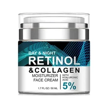 Retinol Cream for Face with Hyaluronic Acid, Day-Night Anti-Aging Moisturizer fo