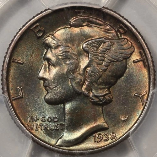 1938 Mercury Dime PCGS MS-65FB - Colorful Toning!