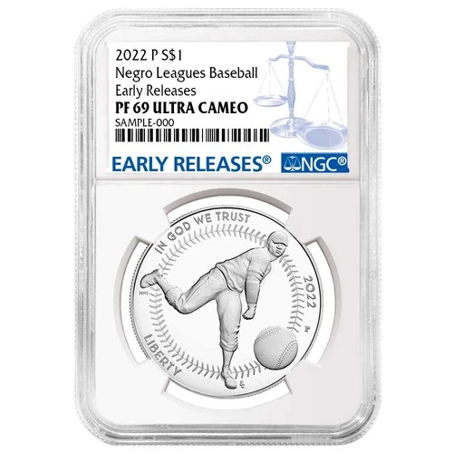 2022-P Proof $1 Negro Leagues Baseball Silver Dollar NGC PF69UC ER Blue Label