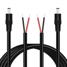 5.5mm x 2.5mm DC Power Pigtail Cable 2-Pack 6FT 16AWG DC Barrel Male Plug Jac