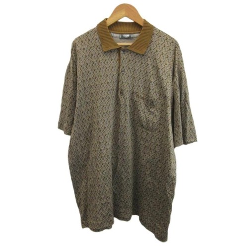 Celine, Celine Vintage Polo Shirt Brown Pattern Short Sleeve Chest Pocket