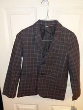 Cat  Jack Boys 7 Black Plaid Suit Jacket Lined 2-Button Notch