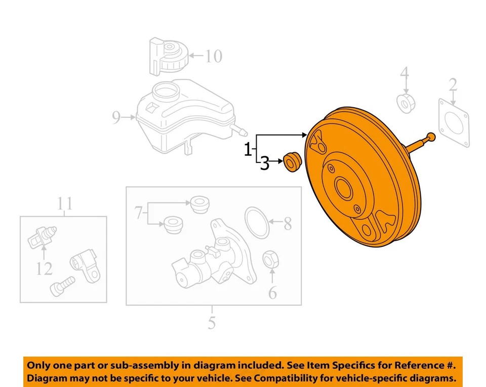 Volkswagen Passat 2014 potenciador de freno OEM 120 k millas - LKQ382495521 Foto 4 de 4