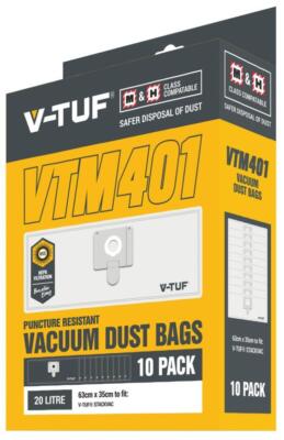 M Class Dust Bags for Stackvac Wet & Dry Extraction Vacuum Cleaner 10