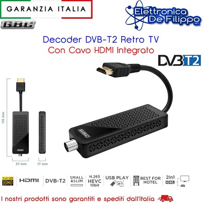 Decoder DVB-T2 HEVC GB-220DG - Per TV Con Cavo HDMI Integrato E Telecomando Learning - Foto 2
