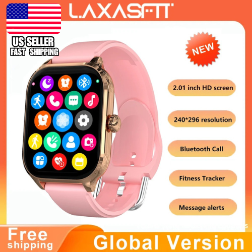 LAXASFIT 2024 Smart Watch Heart Rate Fitness Waterproof Voice Call
