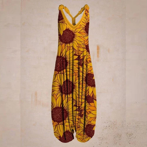 Mujeres Boho Floral Espalda Corredora Mono Damas Informal Suelto Pierna Ancha Pantalones Mameluco - Imagen 47 de 56
