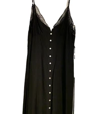 Lovestitch Boot Barn Maxi Front Button Slit Lace Trim Lined Sexy  Tie  Black Lrg