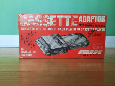Vintage Audiovox Cassette Adaptor for 8 Track Players   In Original Box Untested