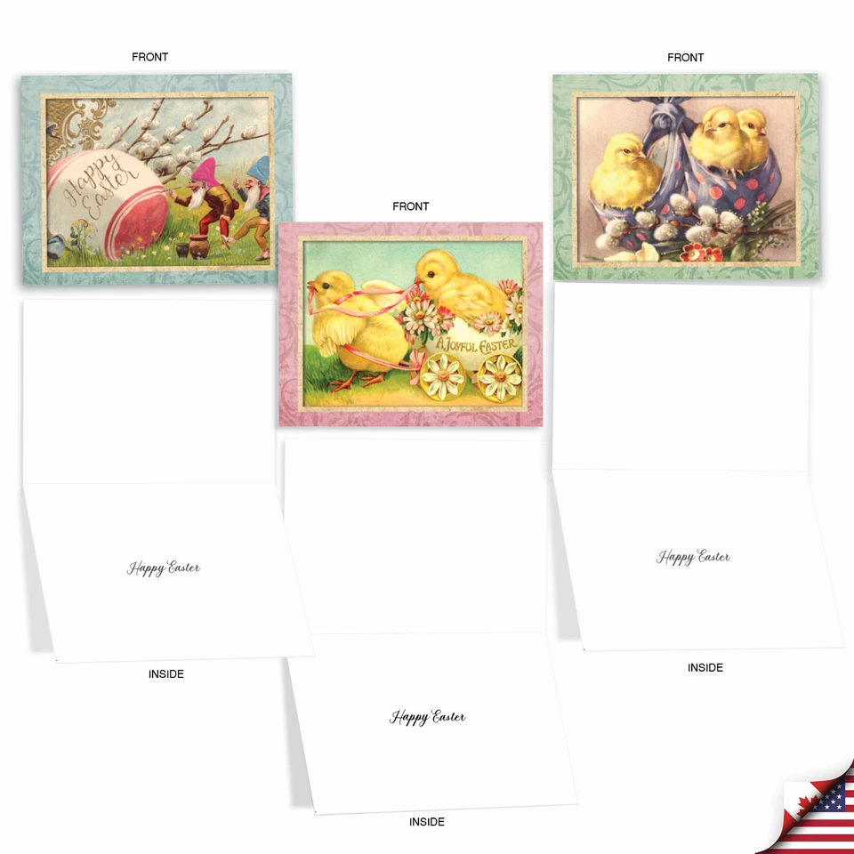 20 Easter Cards (10 Designs, 2 Each) - Springtime Chicks AM3196EAG-B2x10 - Image 3 of 4