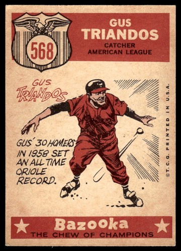 1959 Topps Gus Triandos EX+ Baltimore Orioles #568 - Picture 2 of 2