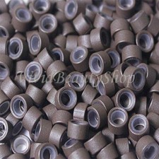 200 5mm Medium Brown Silicone Micro Rings Beads for I Bond Tip Hair Extensions
