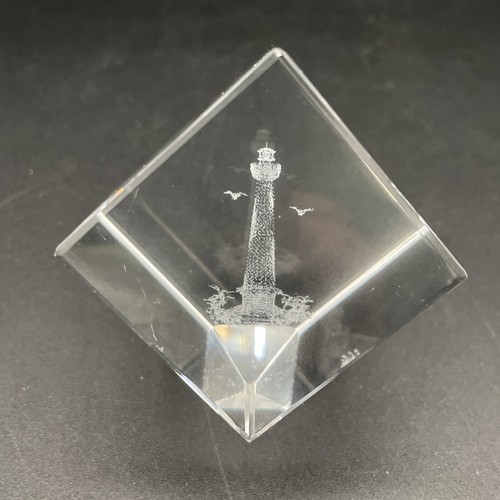 Laser Etched Lighthouse with Birds Paperweight Cube - Clear Decorative Square - Picture 9 of 9