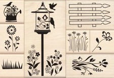 Inkadinkado Flower Garden Wood Stamp Set