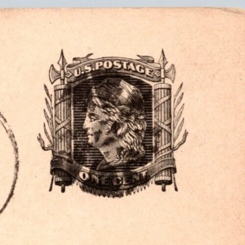 1881 UX7 US Postal Card Lady Liberty 1c FANCY Cork Cancellation Mark 'P.O. NY' - Image 2 of 4