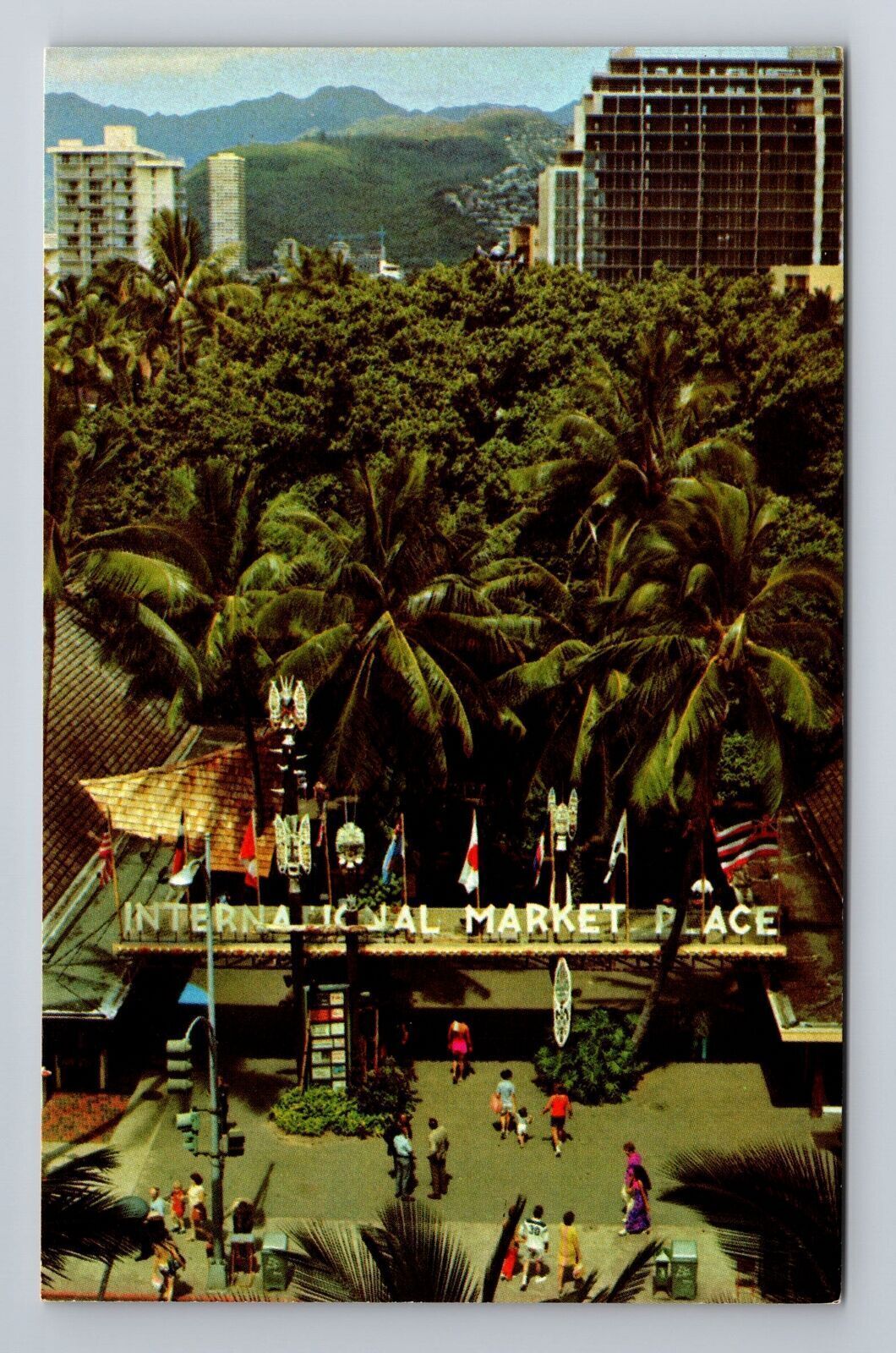 Waikiki HI-Hawaii, International Market Place, Antique, Vintage Postcard
