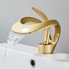 Waterfall Bathroom Faucet Single Handle Curved Single Hole Lavatory Mixer Tap
