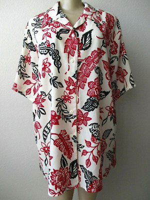 Modern Essentials Floral Blouse Plus Size 20W Off White Multicolor Short Sleeve