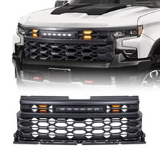 Front Armor Grille W Off-road Amber Lights For 2022-2024 Chevy Silverado 1500 Front Armor Grille W Off-road Amber Lights For 2022-2024 Chevy Silverado 1500