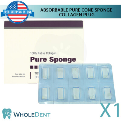 Dental Absorbable Collagen Sponge Plug | Sterile Teeth Bleeding Control 10pcs
