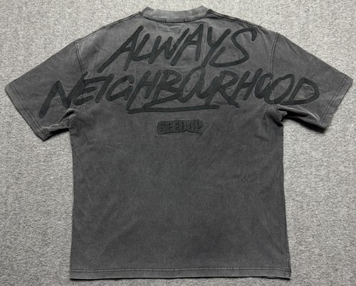 Geedup Shirt Mens Large Faded Black Always Neighbourhood Crew Short Sleeve Tee - 第 2/10 張圖片