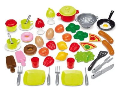 ECOIFFIER Geschirrset mit Spiellebensmitteln (50-teilig) Spielküche Kinderspielküche