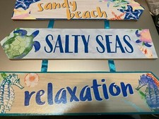 Sandy Beach Salty Seas Relaxation 3 Tier Wooden Wall Hanging Spring/Summer Sign