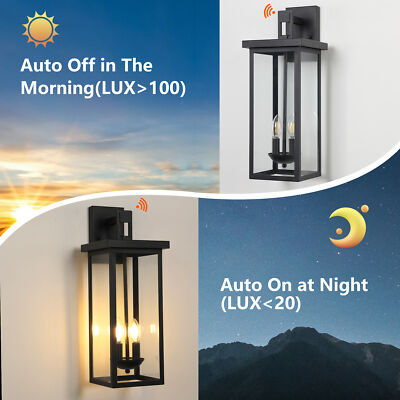 2 Pack 22'' Wall Light Outdoor Modern LED Waterproof Fixture Dusk to Dawn Sconce