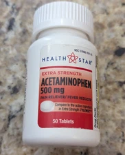 Health Star Acetaminophen 500mg Pain Reliever 50 Tablets exp: 10/2026