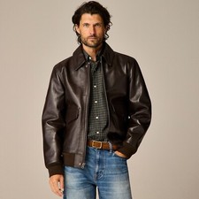 New Jcrew Limited Edition Italian Leather Flight Jacket Size Medium Brown 798