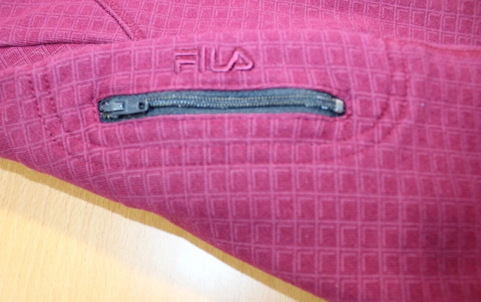 Chaqueta para mujer vintage años 80 90 FILA F-Box cremallera completa pequeña mezcla de algodón borgoña Foto 3 de 4