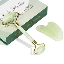 Natural Jade Facial Massage Roller & Gua Sha Set Gift Box Beauty Tools
