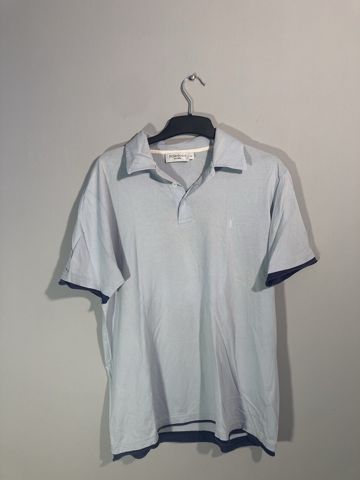 Polo uomo vintage Yves Saint Laurent YSL blu chiaro taglia media
