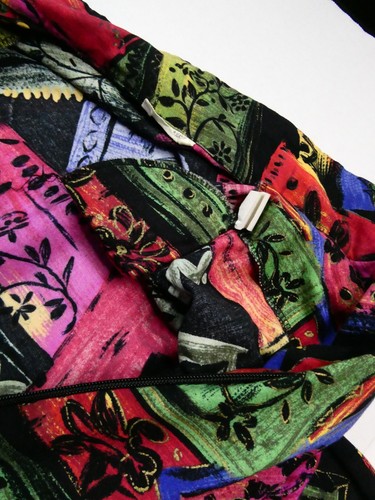 Vtg Abstract Floral Color-Block Zip-Up Bomber Jacket, Size Medium, Polyester Mix - Picture 9 of 19