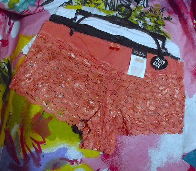 3 NEW PRIMA VALENTINA PLUS SIZE 841035X COPK LACE BOYSHORT PANTIES 1X