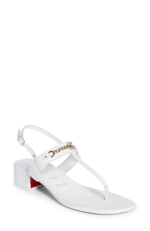 100% AUTHENTIC NEW WOMEN LOUBOUTIN MJ THONG WHITE FLAT SANDALS US 12
