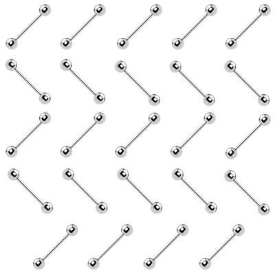 Wholesale 25 Straight Piercing Barbells 14G 16G Steel Nipple Ring Tongue Bridge 