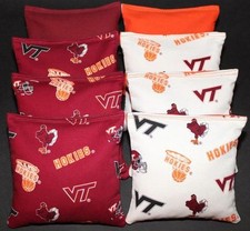 All Weather VIRGINIA TECH Cornhole Bean Bags V Tech Hokies Resin Fill Waterproof