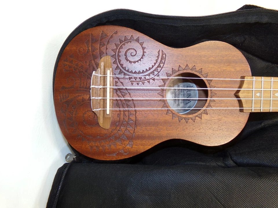 Luna Tattoo Soprano Ukulele Mahogany with Snark Super Tight ST-2 Tuner - Image 2 of 4